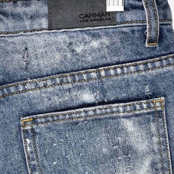 Carmar Los Angelos Boyfriend High Waisted Destroyed Distressed Crop Jeans Sz 26 - Picture 6 of 9